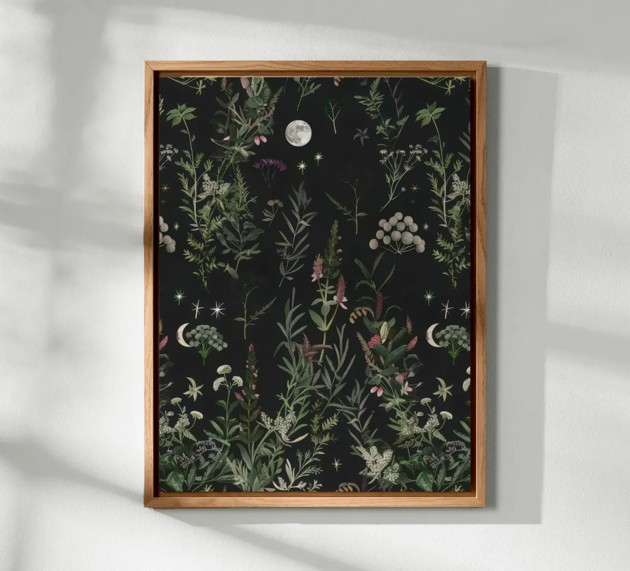Luna Piena Stelle Botaniche Foresta Boho Retro Floreale alluminio dibond da Gentle Echoes Art