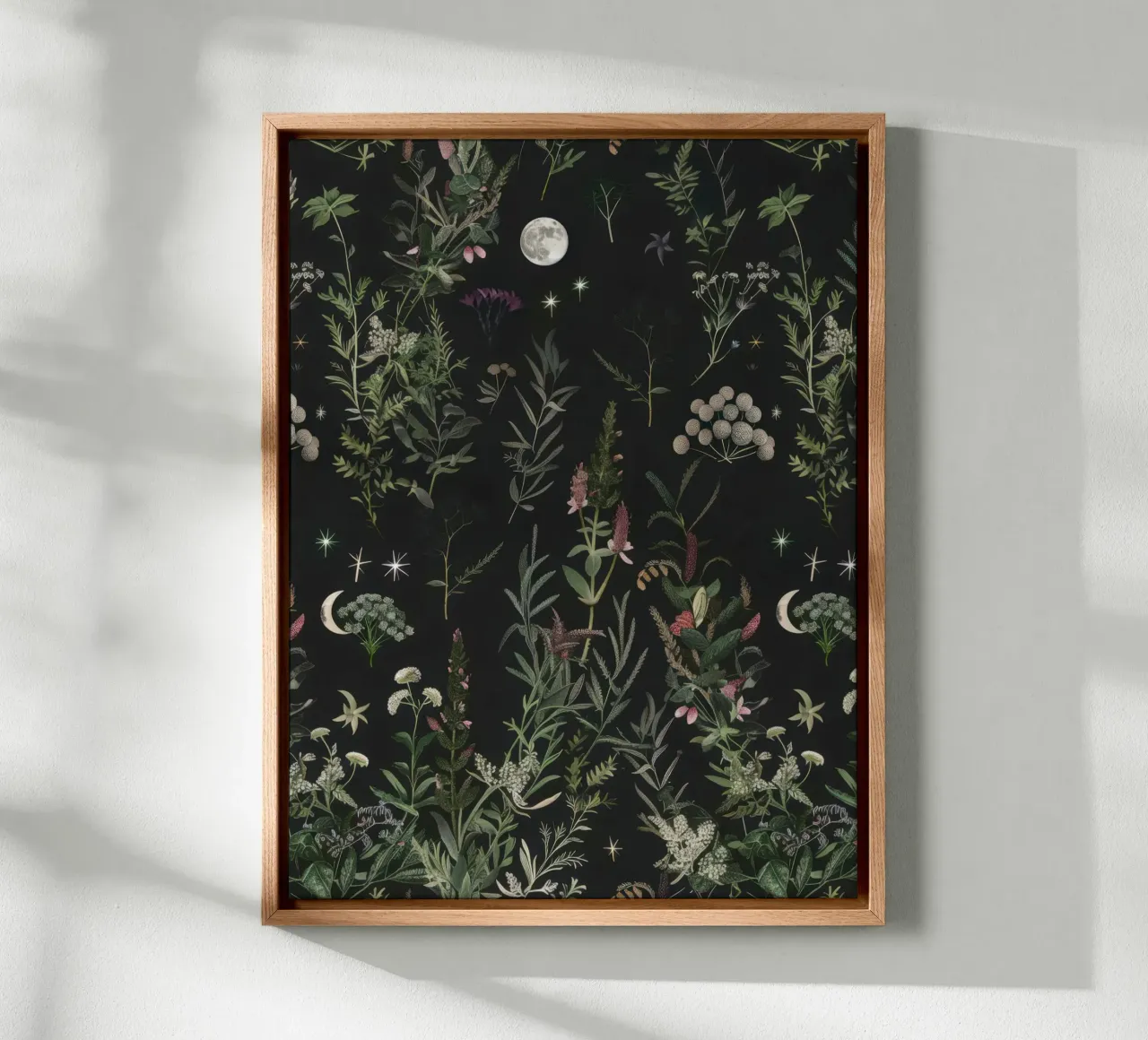 Luna Piena Stelle Botaniche Foresta Boho Retro Floreale tela da Gentle Echoes Art