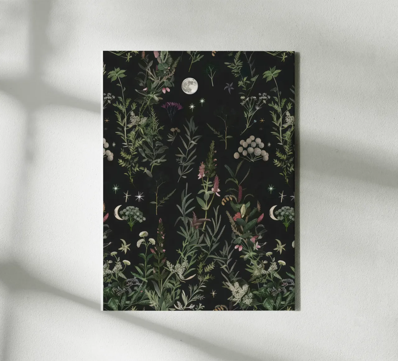 Luna Piena Stelle Botaniche Foresta Boho Retro Floreale tela da Gentle Echoes Art