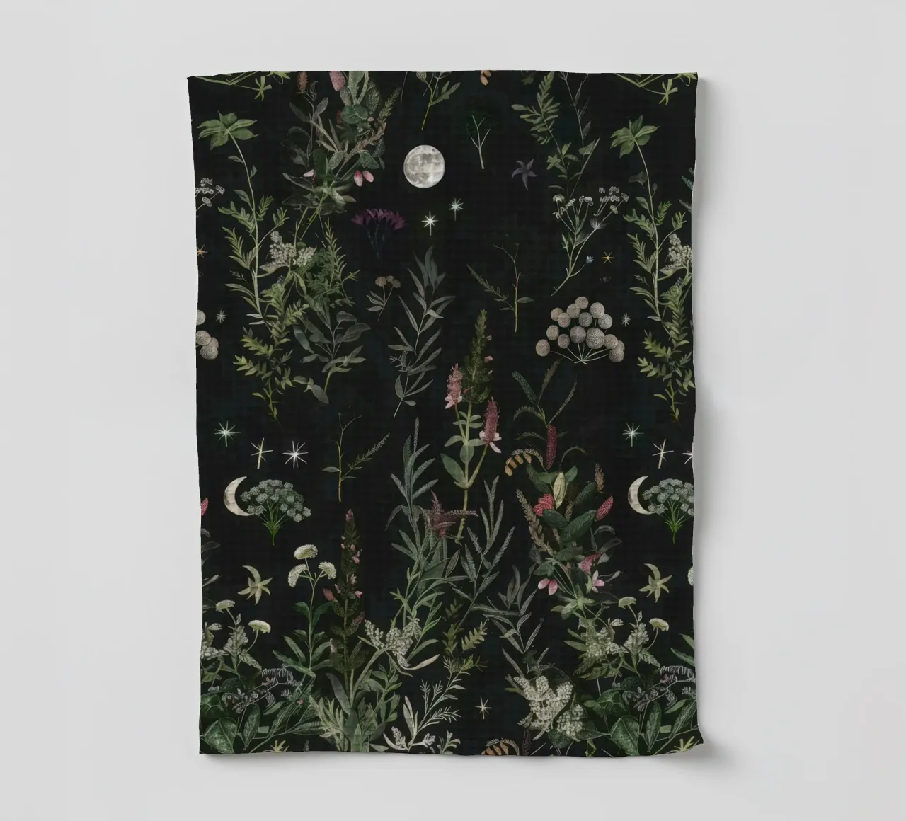 Luna Piena Stelle Botaniche Foresta Boho Retro Floreale canovaccio da cucina da Gentle Echoes Art