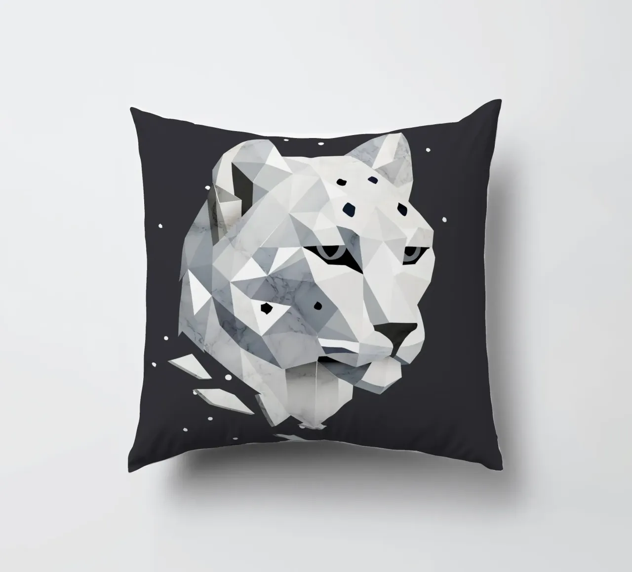 Geometrischer Schneeleopard – Eleganz der Wildnis Kissen von namosh