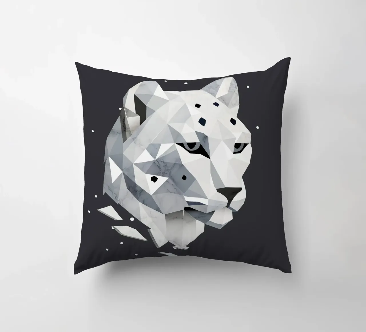 Geometrischer Schneeleopard – Eleganz der Wildnis Kissen von namosh