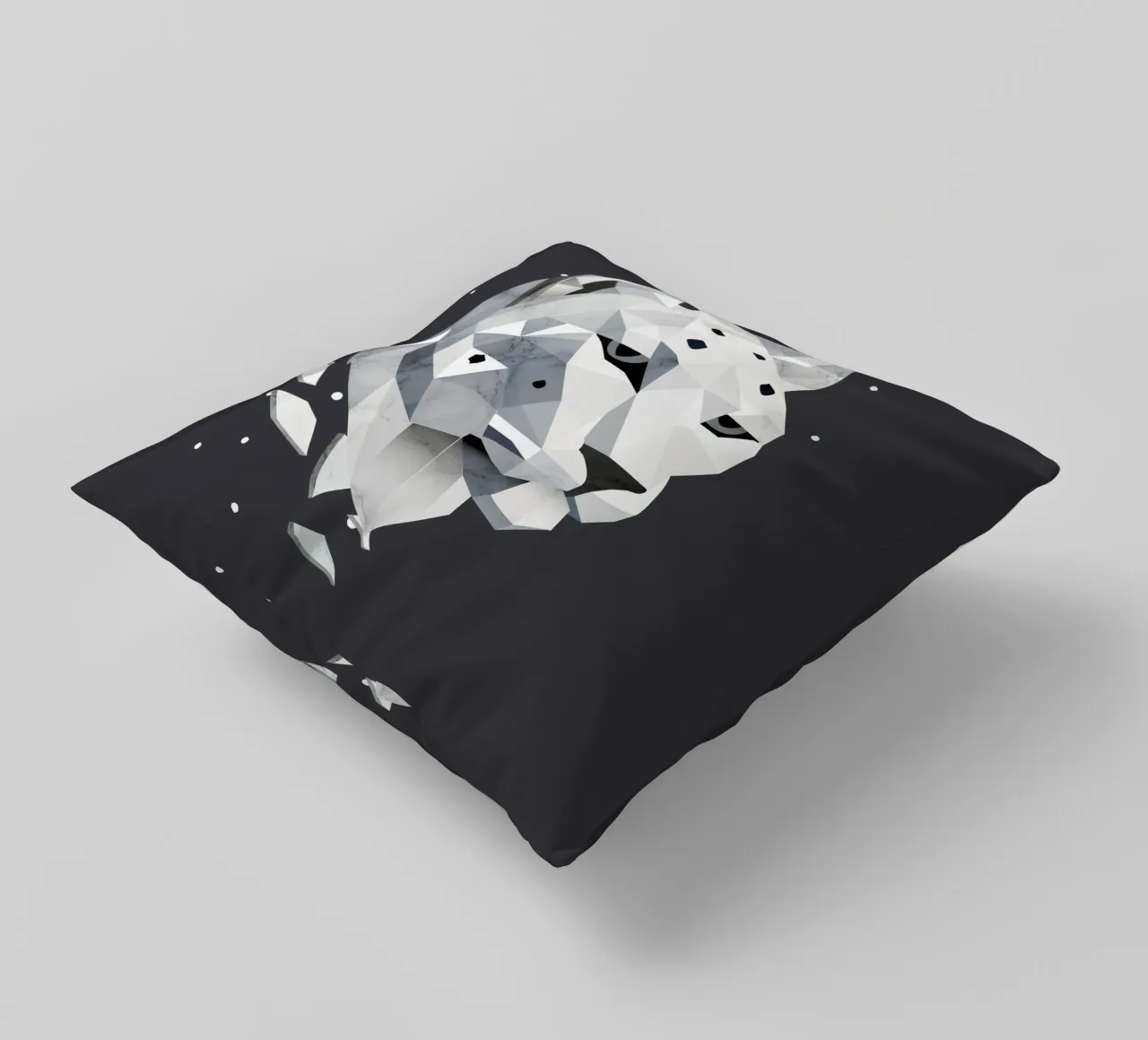 Geometrischer Schneeleopard – Eleganz der Wildnis Kissen von namosh