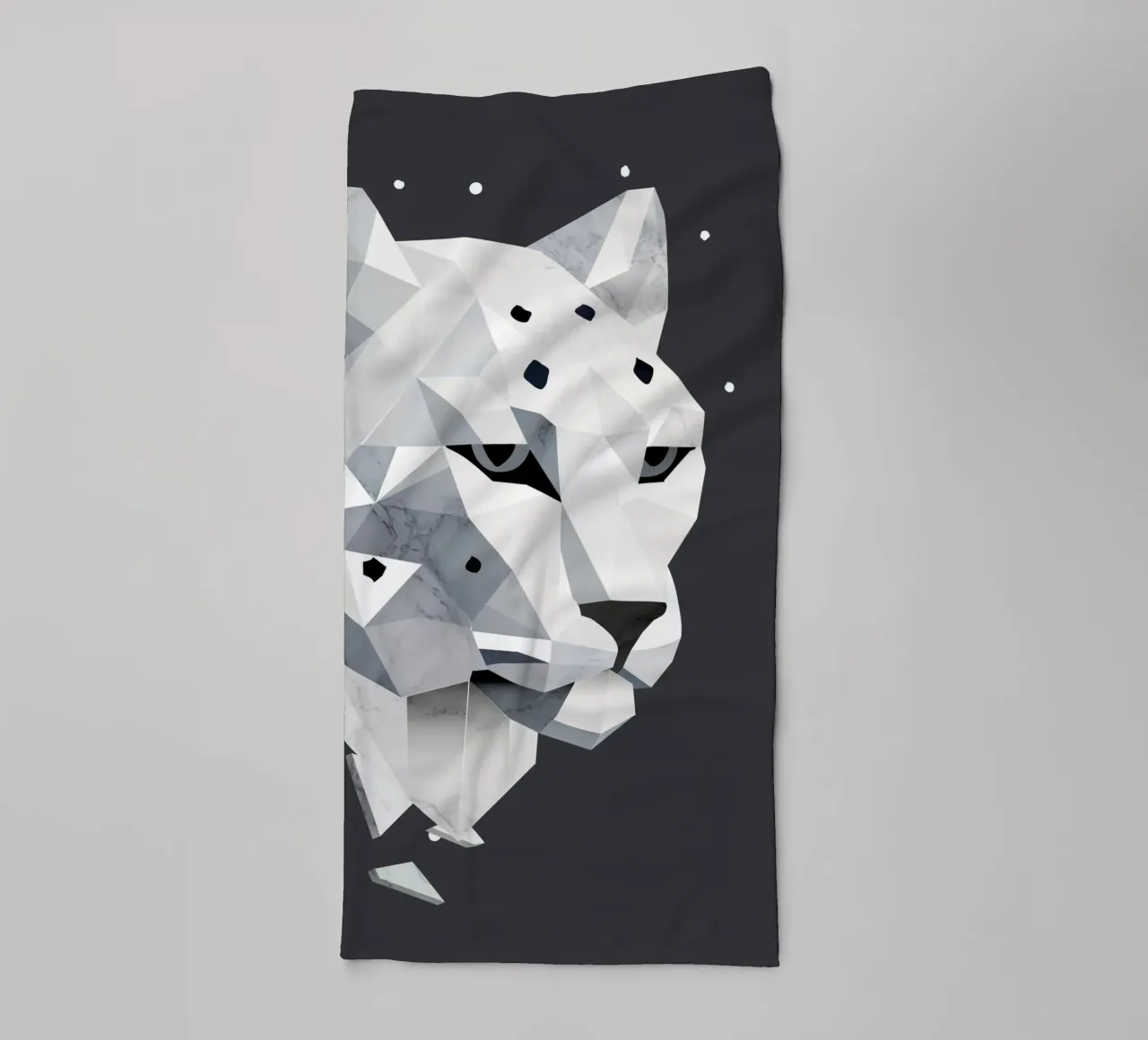 Geometric snow leopard - elegance of the wilderness towel by namosh