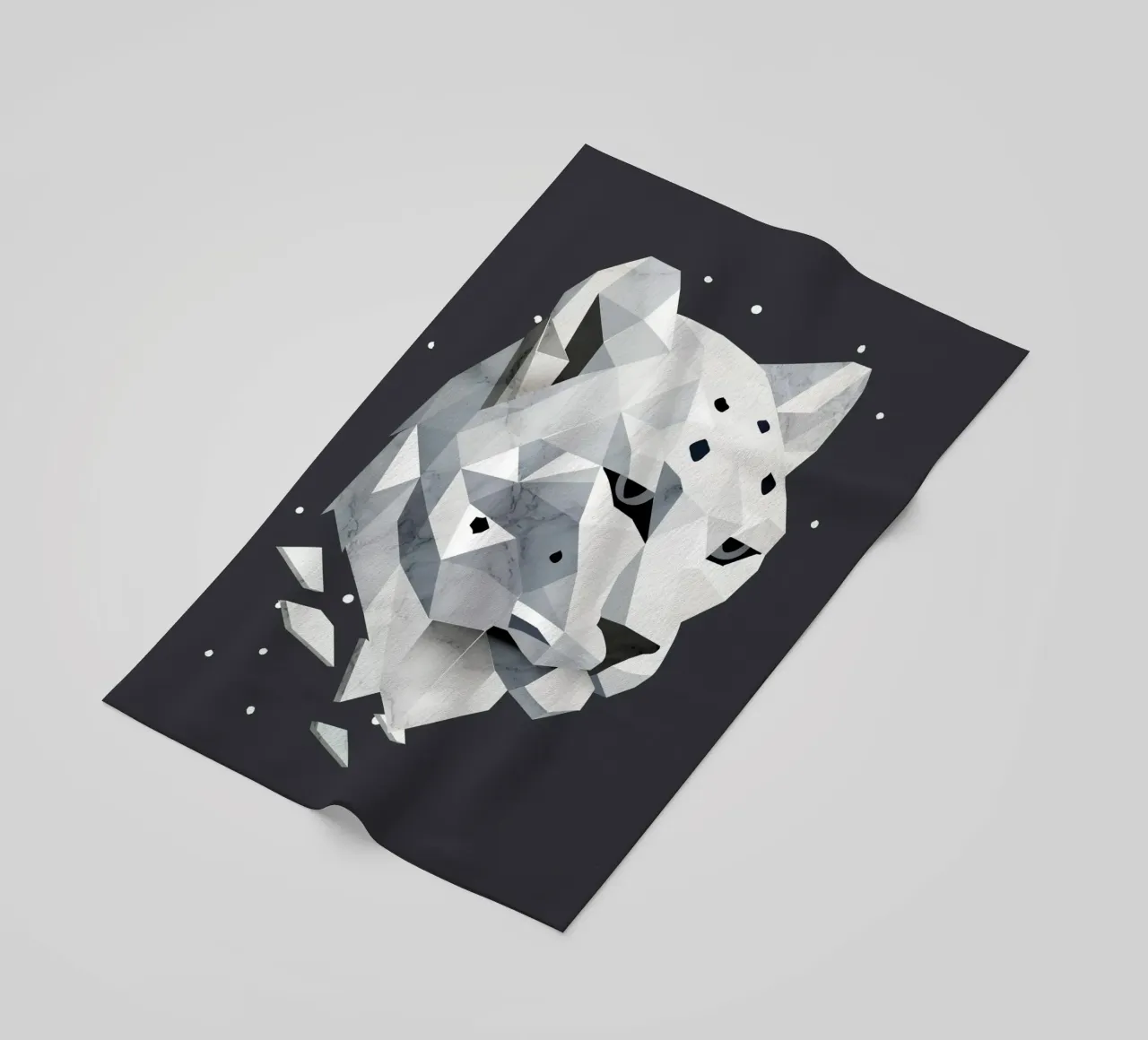 Geometric snow leopard - elegance of the wilderness beach towel by namosh