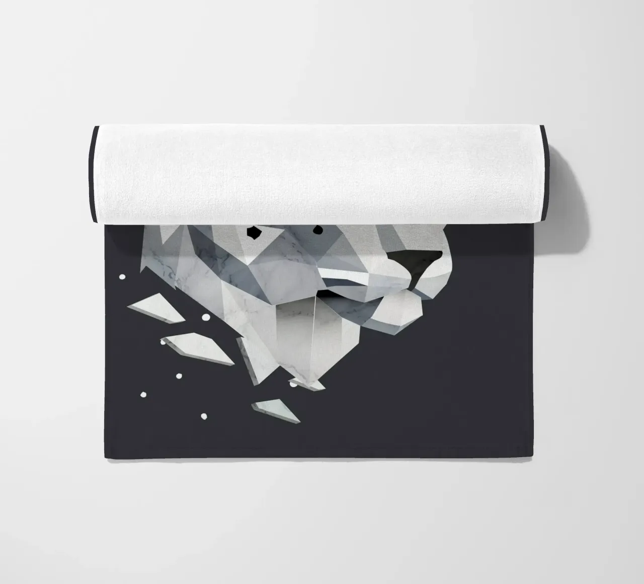 Geometric snow leopard - elegance of the wilderness beach towel by namosh