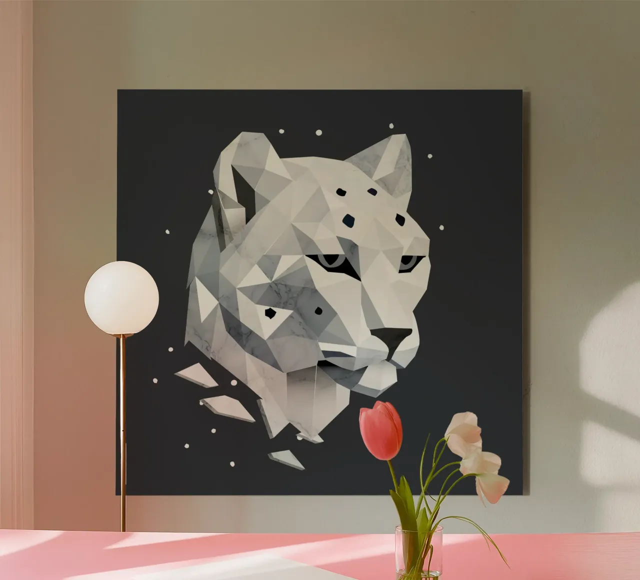 Leopardo delle nevi geometrico - eleganza della natura selvaggia alluminio dibond da namosh