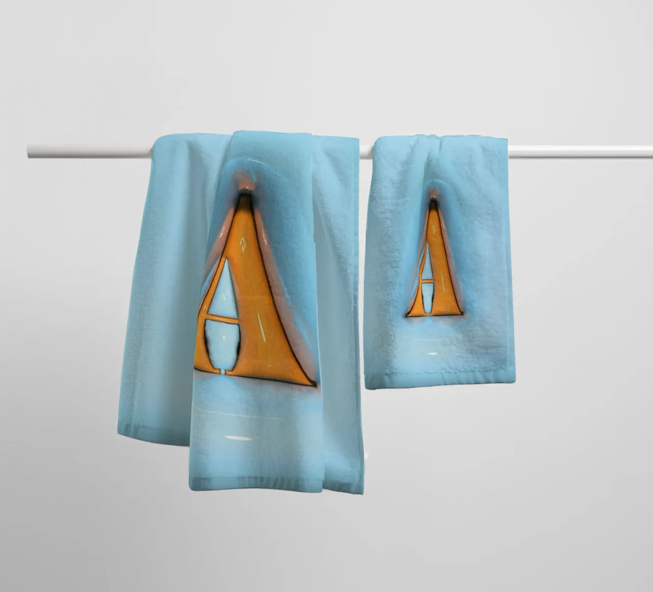 Bubblegum Inflate Initials A Blue towel by Malou-Studio