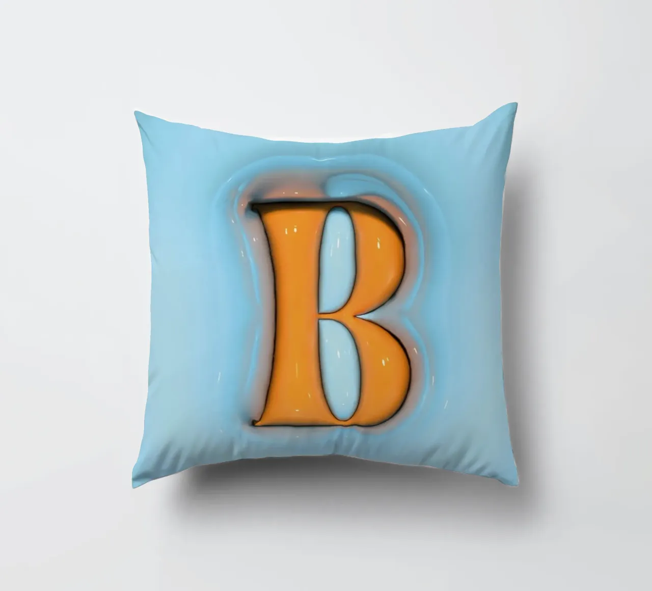 Bubblegum Inflate Initials B Blue decorative cushion by Malou-Studio