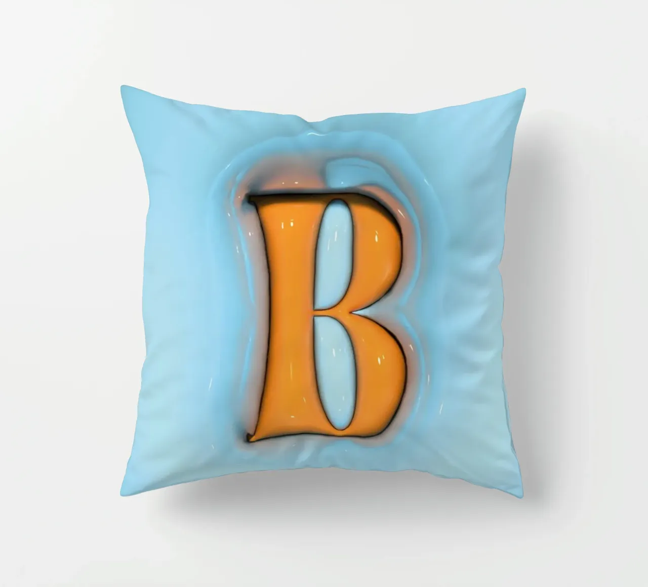 Bubblegum Inflate Initials B Blue decorative cushion by Malou-Studio