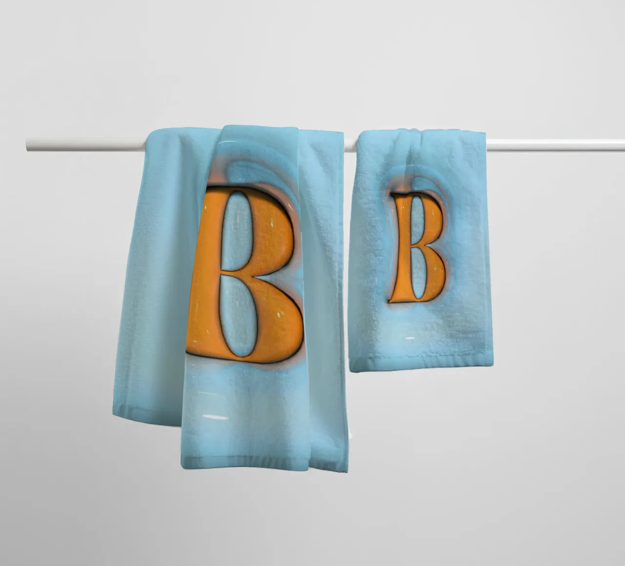 Bubblegum Inflate Initials B Blue towel by Malou-Studio
