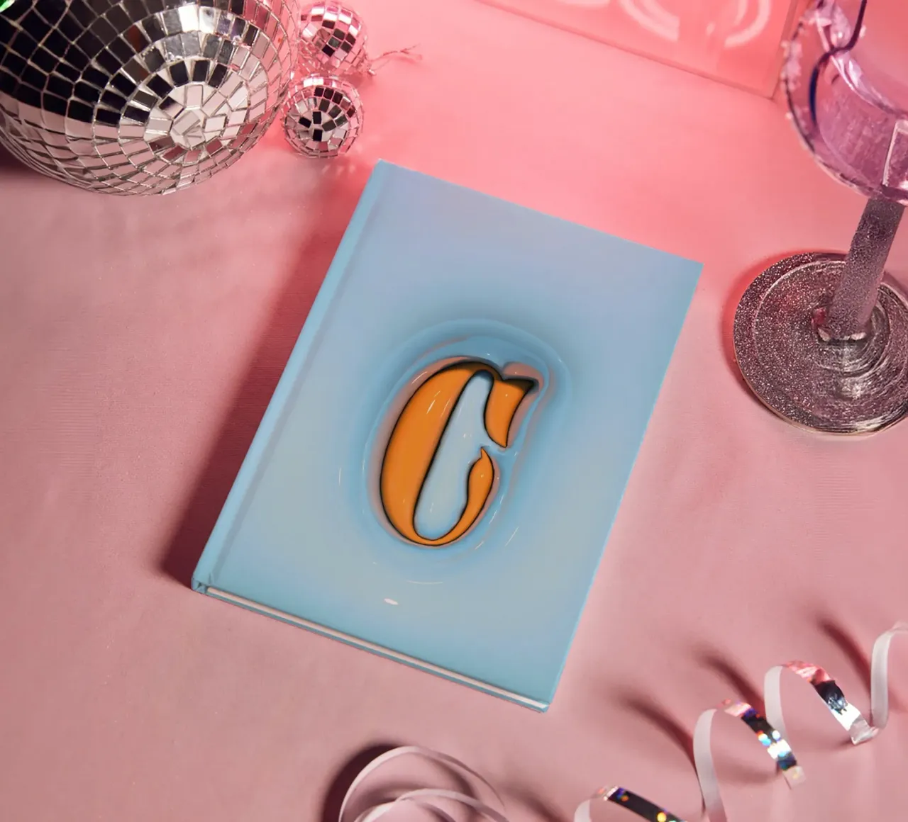 Bubblegum Inflate Initials C Blue notebook by Malou-Studio