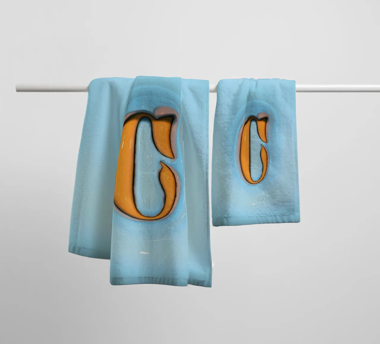 Bubblegum Inflate Initials C Blue towel by Malou-Studio