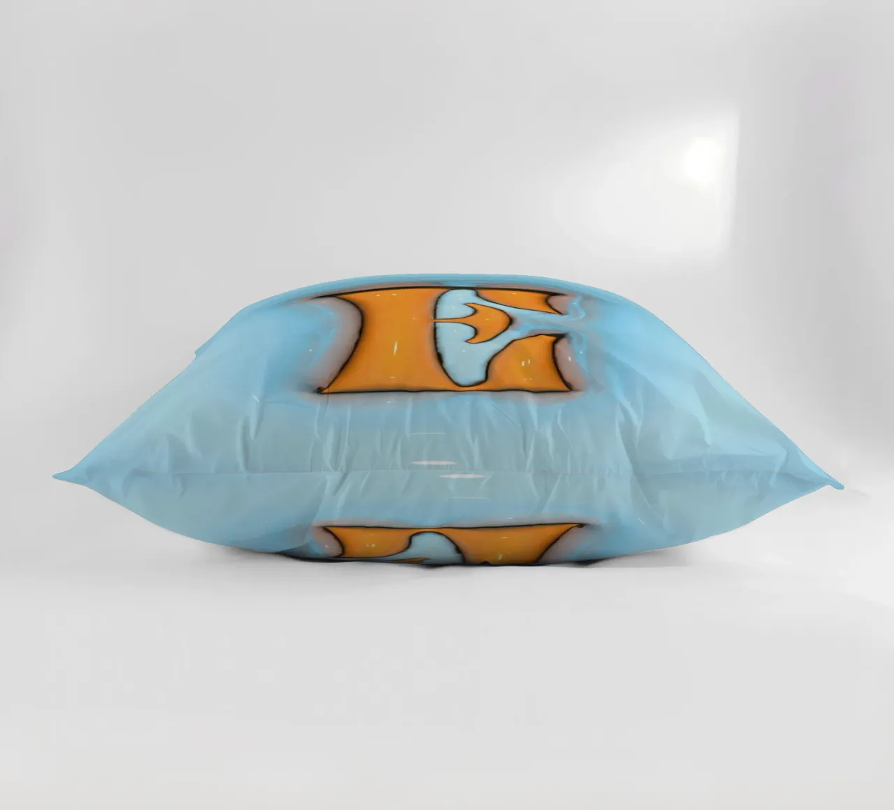 Bubblegum Inflate Initials E Blue decorative cushion by Malou-Studio