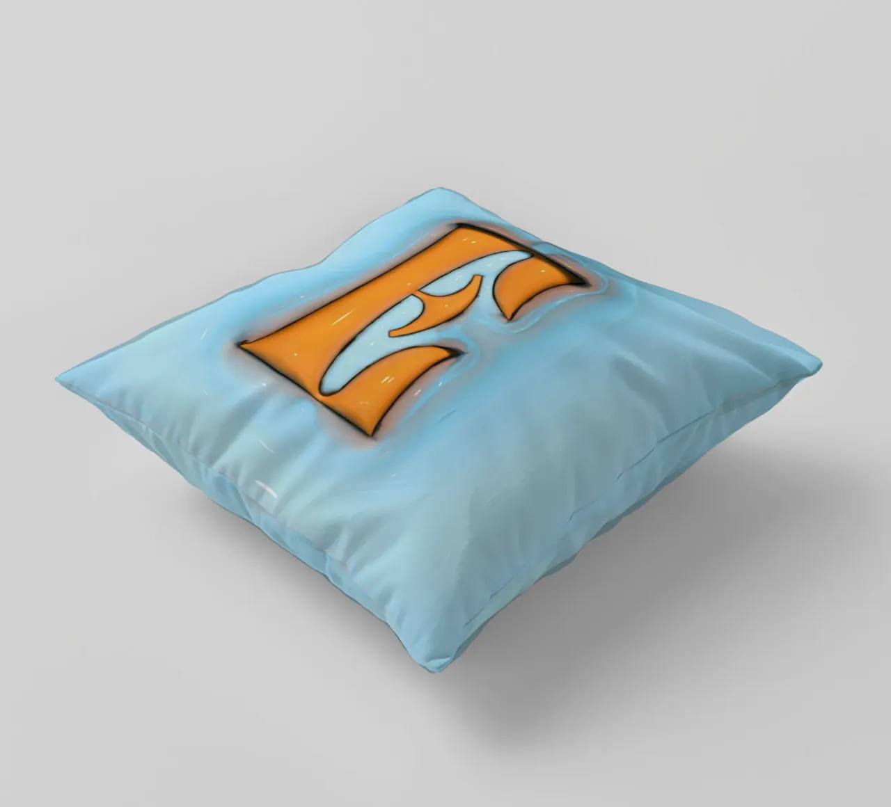 Bubblegum Inflate Initials E Blue decorative cushion by Malou-Studio