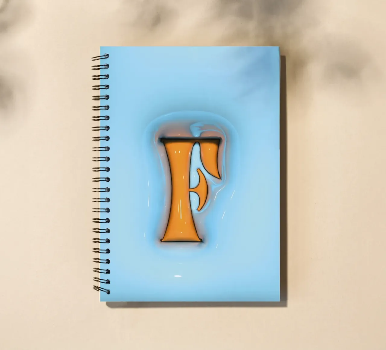 Bubblegum Inflate Initials F Blue spiral notebook by Malou-Studio