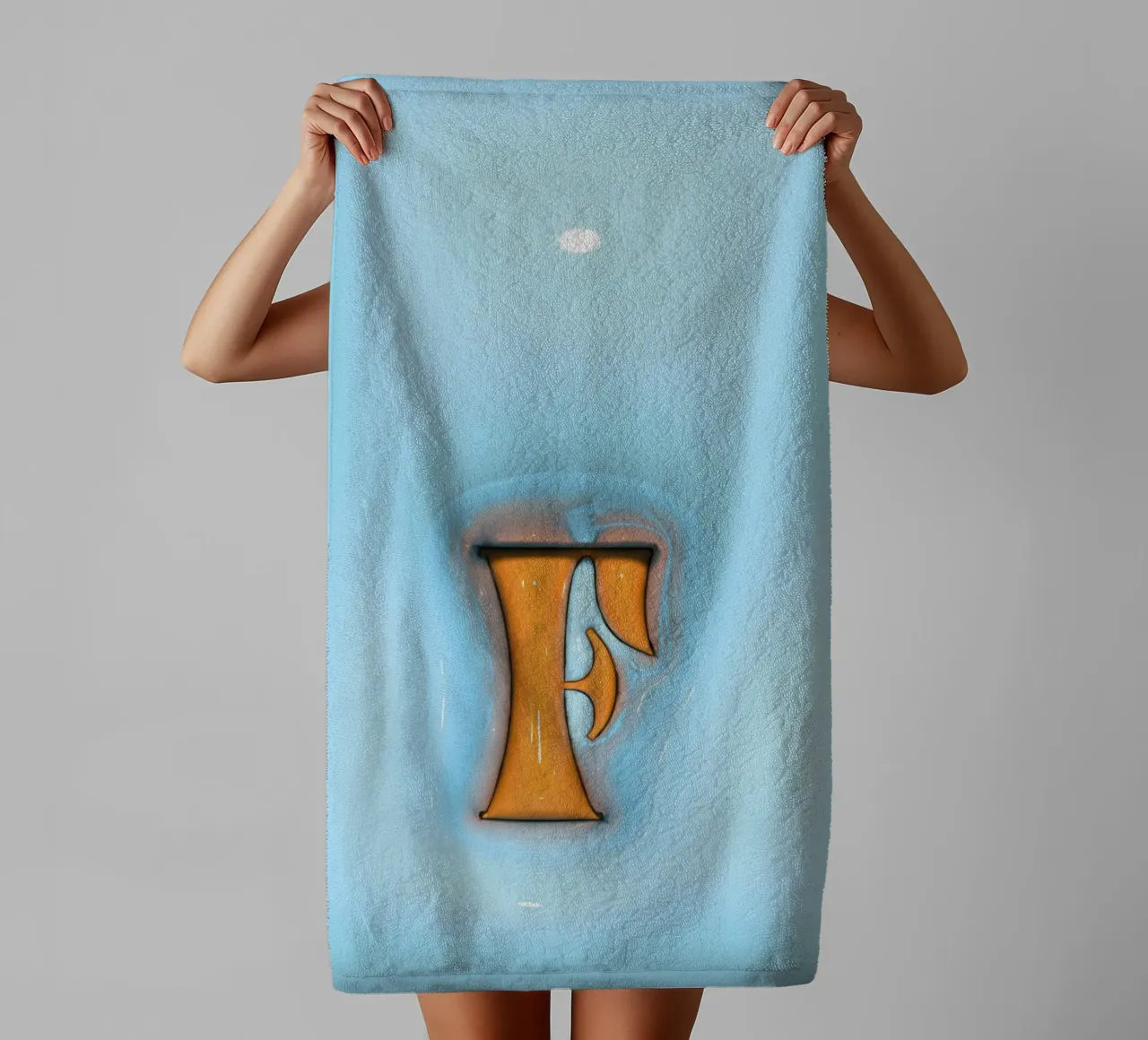 Bubblegum Inflate Initials F Blue towel by Malou-Studio