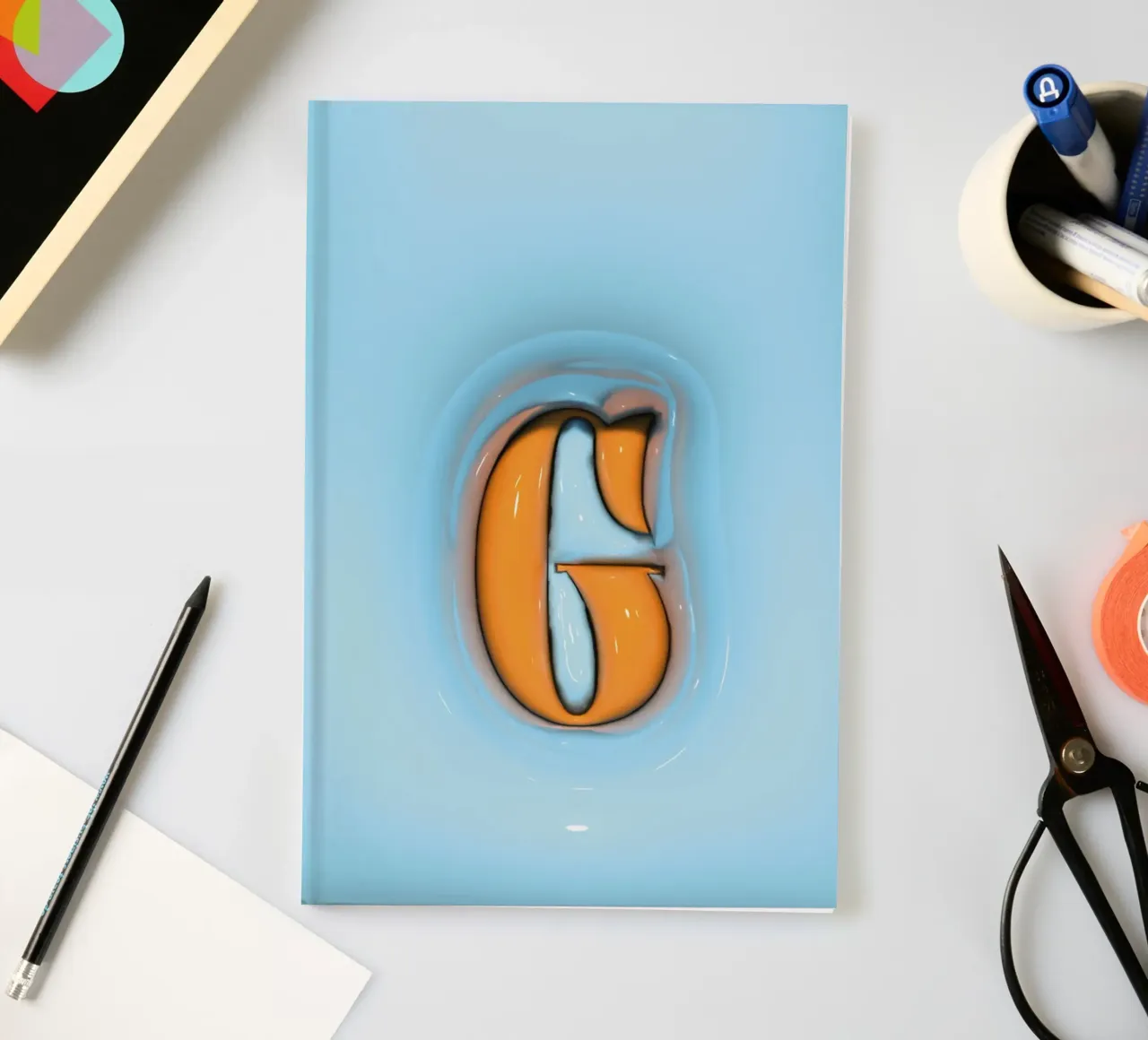Bubblegum Inflate Initials G Blue notebook by Malou-Studio