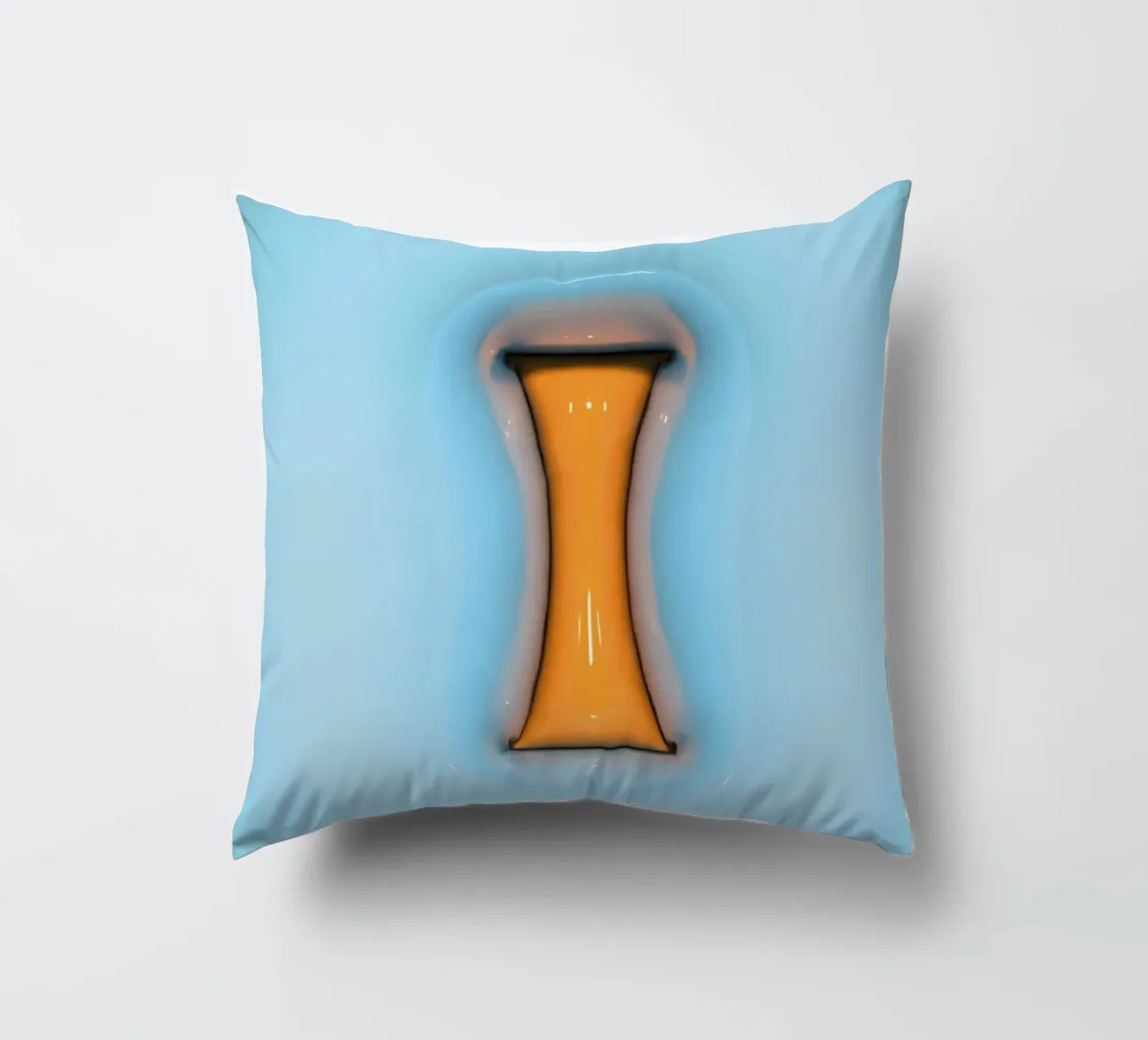 Bubblegum Inflate Initials I Blue decorative cushion by Malou-Studio