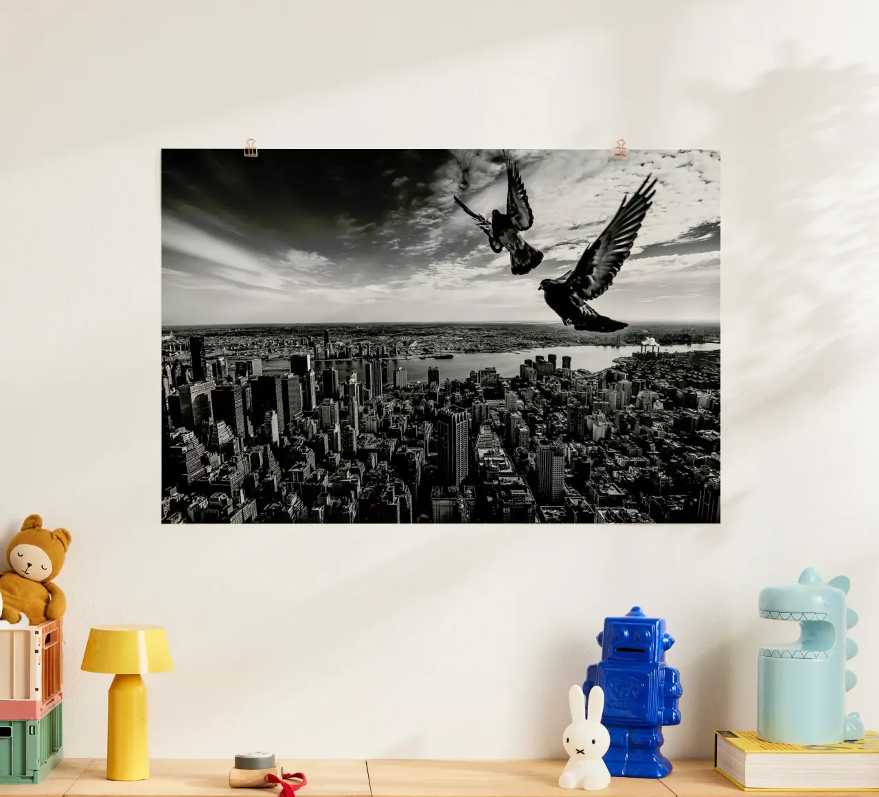 Pigeons on the Empire State Building - Sergiosousa carta hahnemühle da Pictufy
