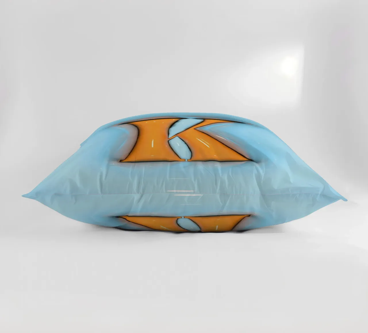 Bubblegum Inflate Initials K Blue decorative cushion by Malou-Studio