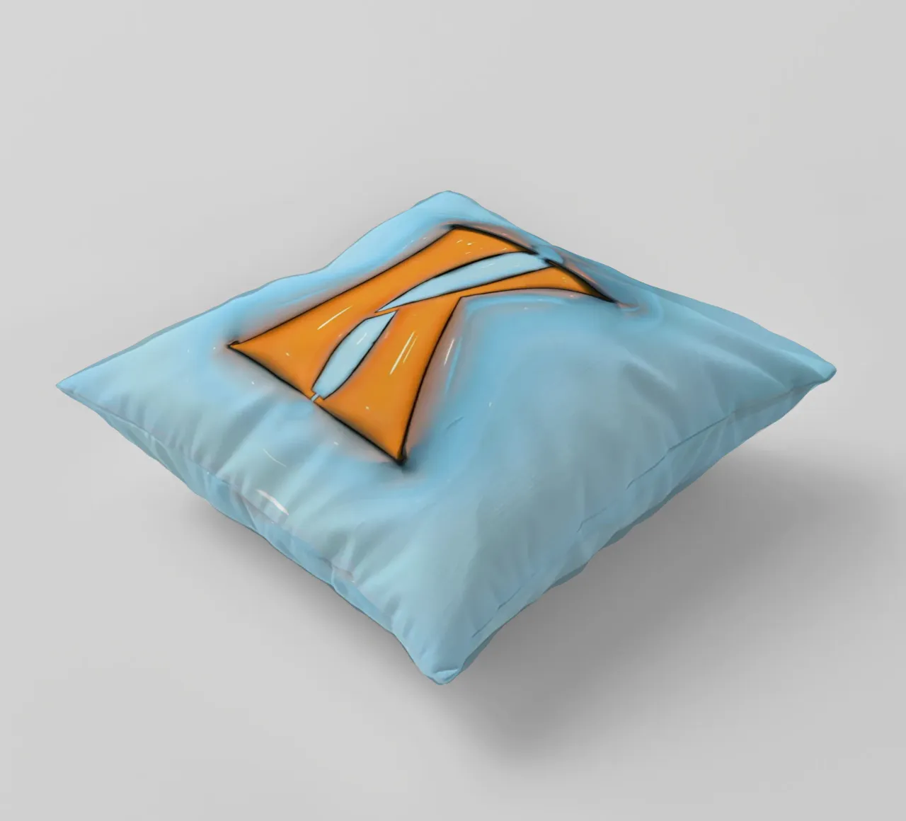 Bubblegum Inflate Initials K Blue decorative cushion by Malou-Studio