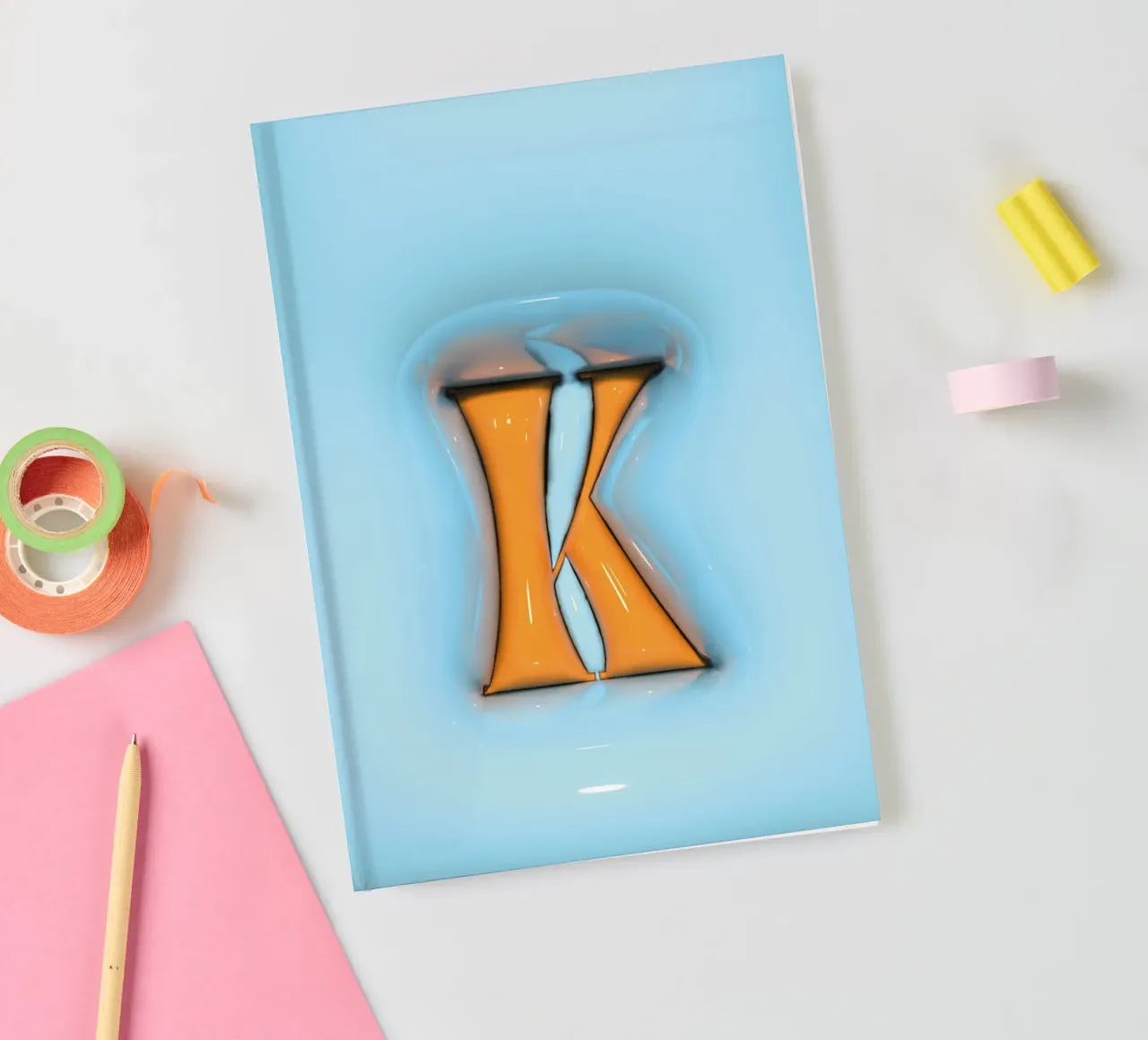 Bubblegum Inflate Initials K Blue notebook by Malou-Studio