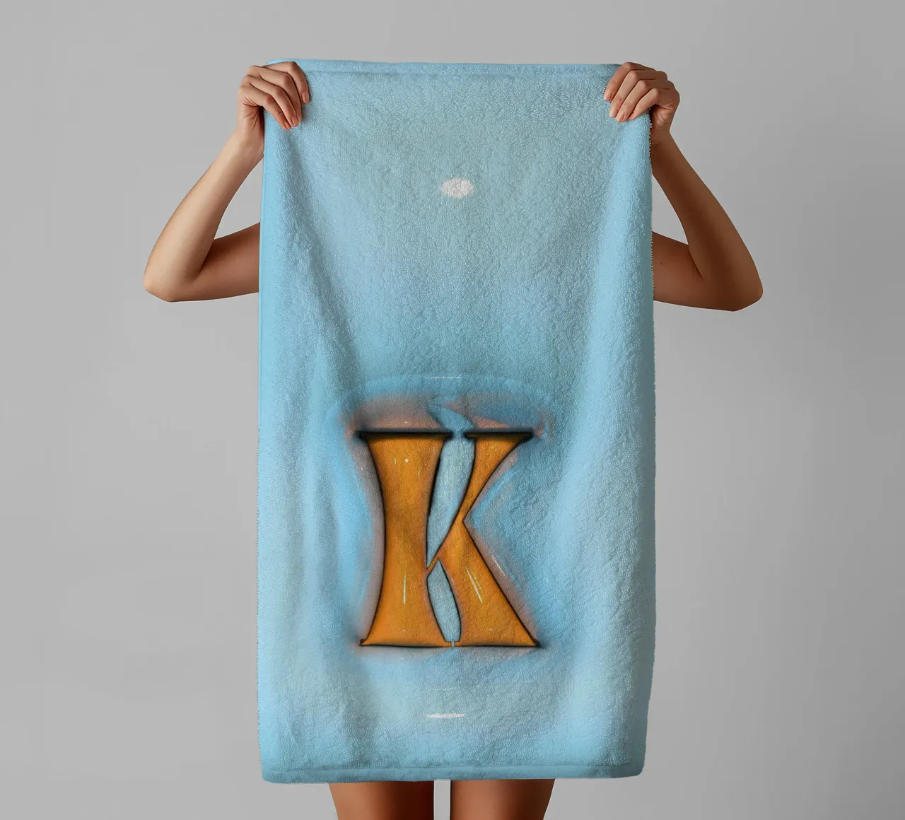 Bubblegum Inflate Initials K Blue towel by Malou-Studio