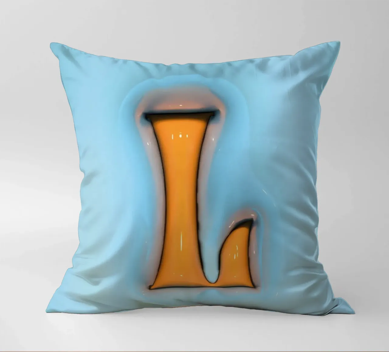Bubblegum Inflate Initials L Blue decorative cushion by Malou-Studio