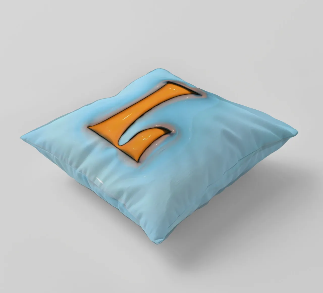 Bubblegum Inflate Initials L Blue decorative cushion by Malou-Studio