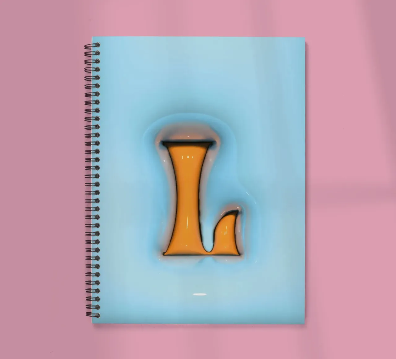 Bubblegum Inflate Initials L Blue spiral notebook by Malou-Studio