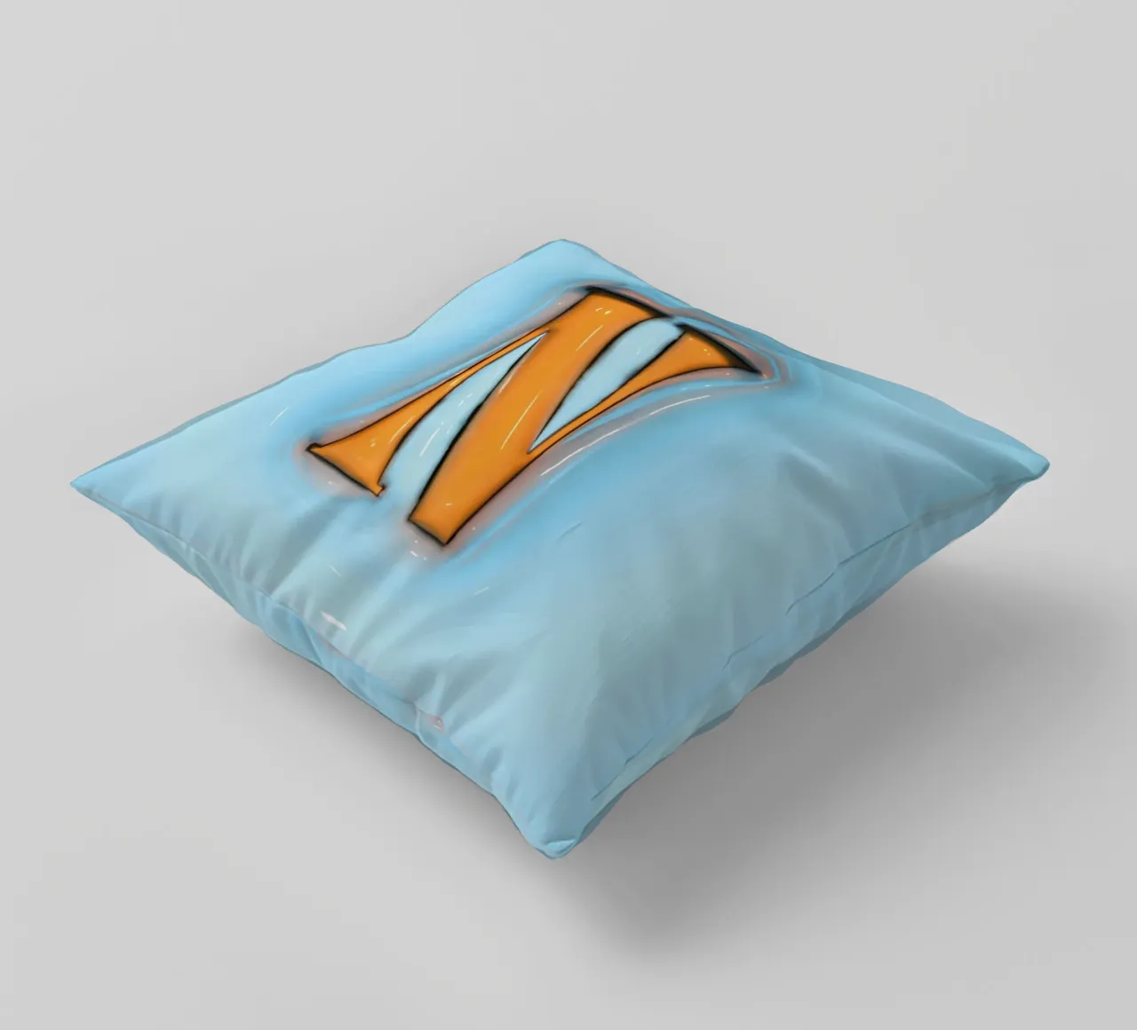 Bubblegum Inflate Initials N Blue decorative cushion by Malou-Studio