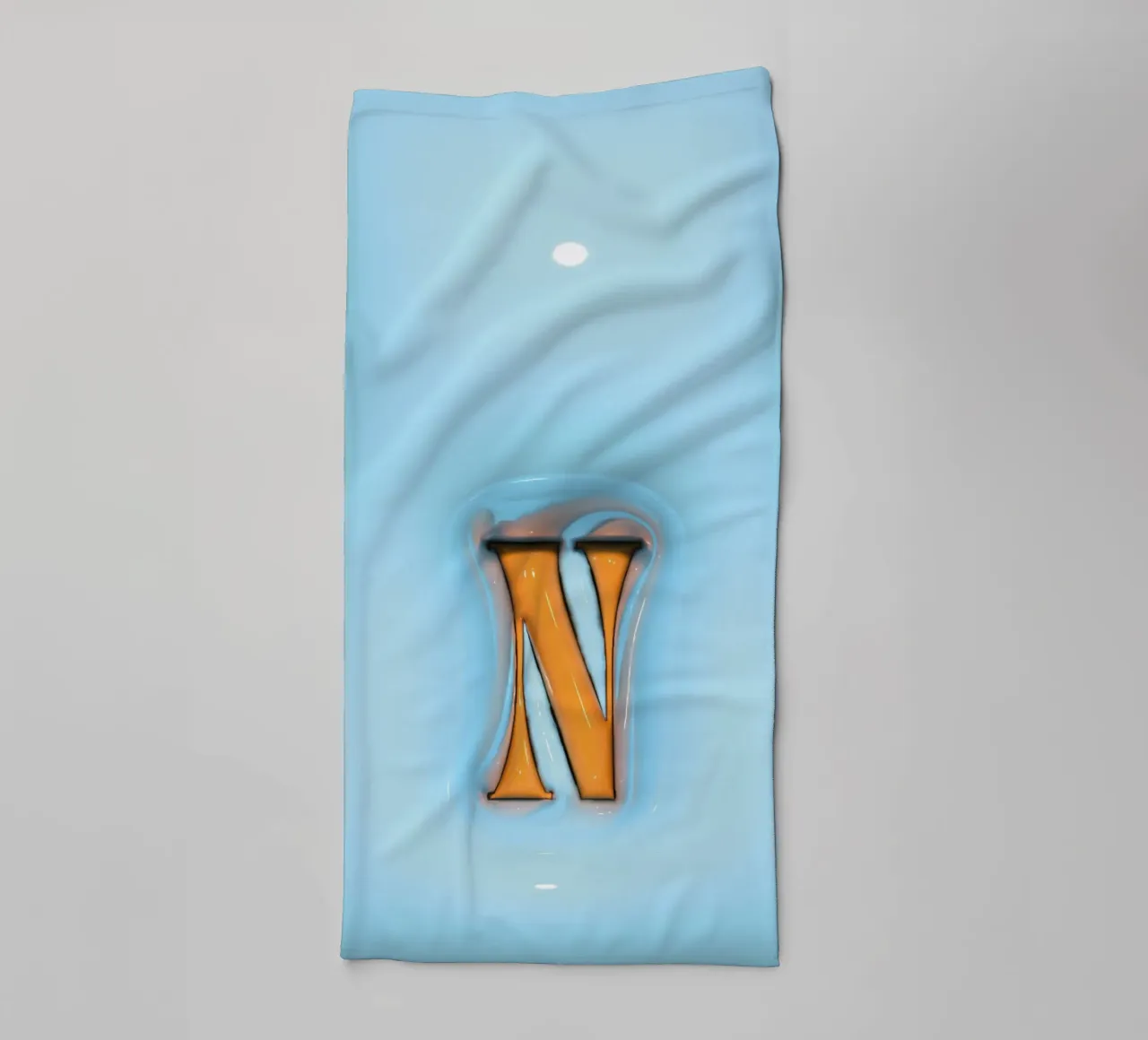 Bubblegum Inflate Initialen N Blau Handtuch von Malou-Studio