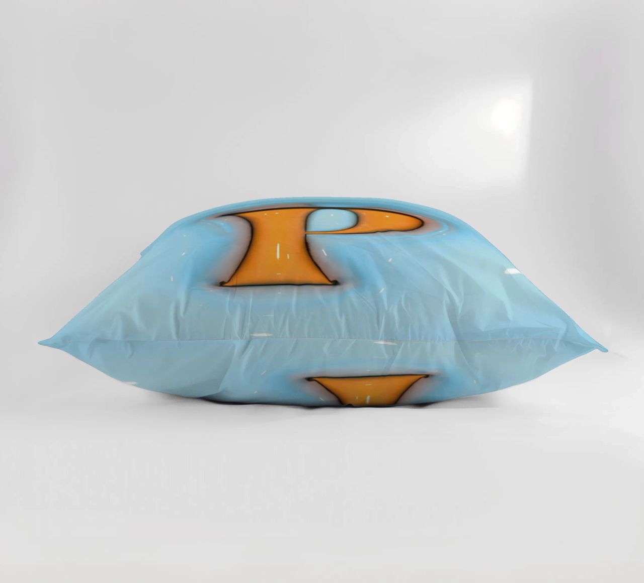 Bubblegum Inflate Initials P Blue decorative cushion by Malou-Studio