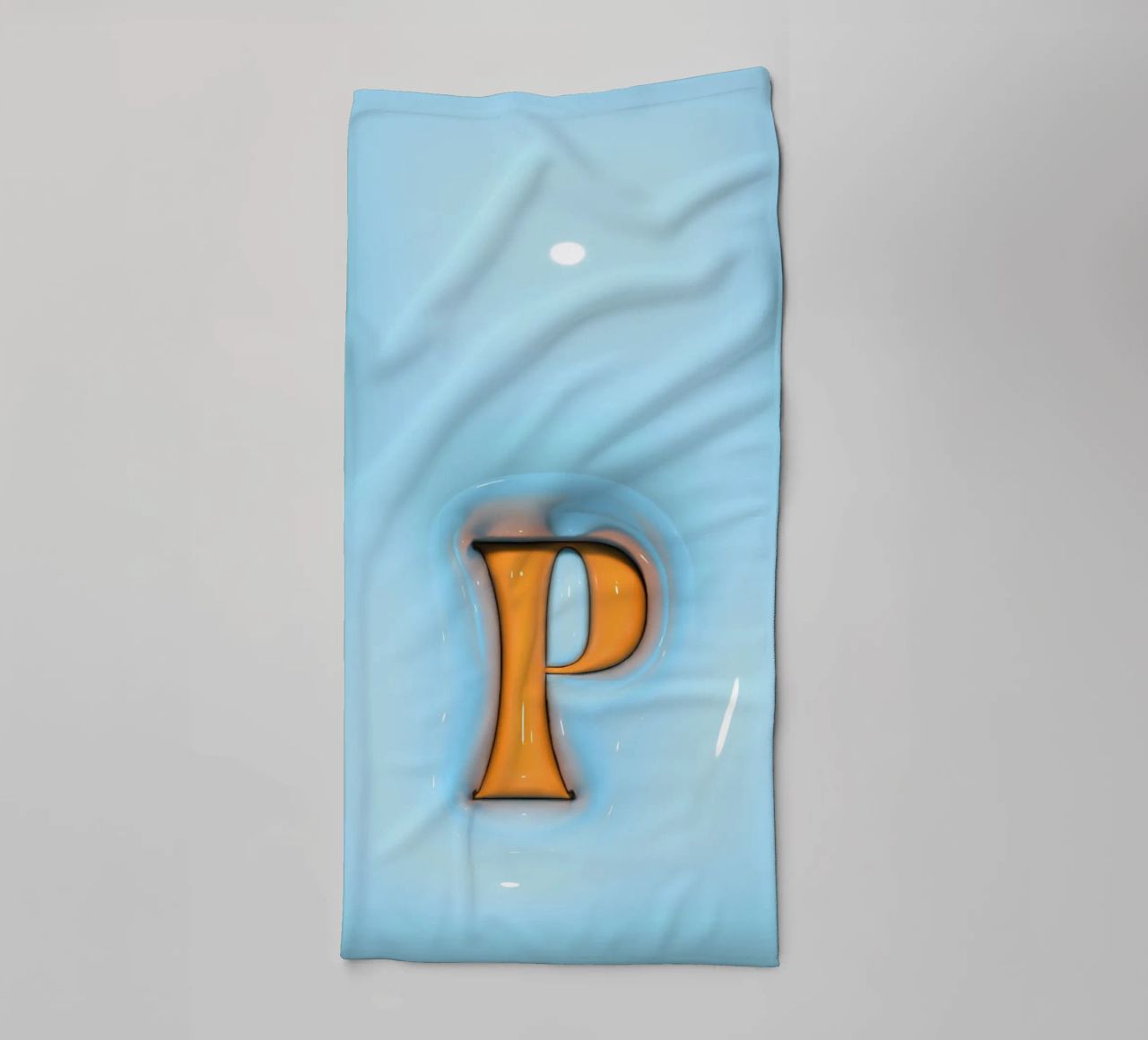 Bubblegum Inflate Initials P Blue towel by Malou-Studio