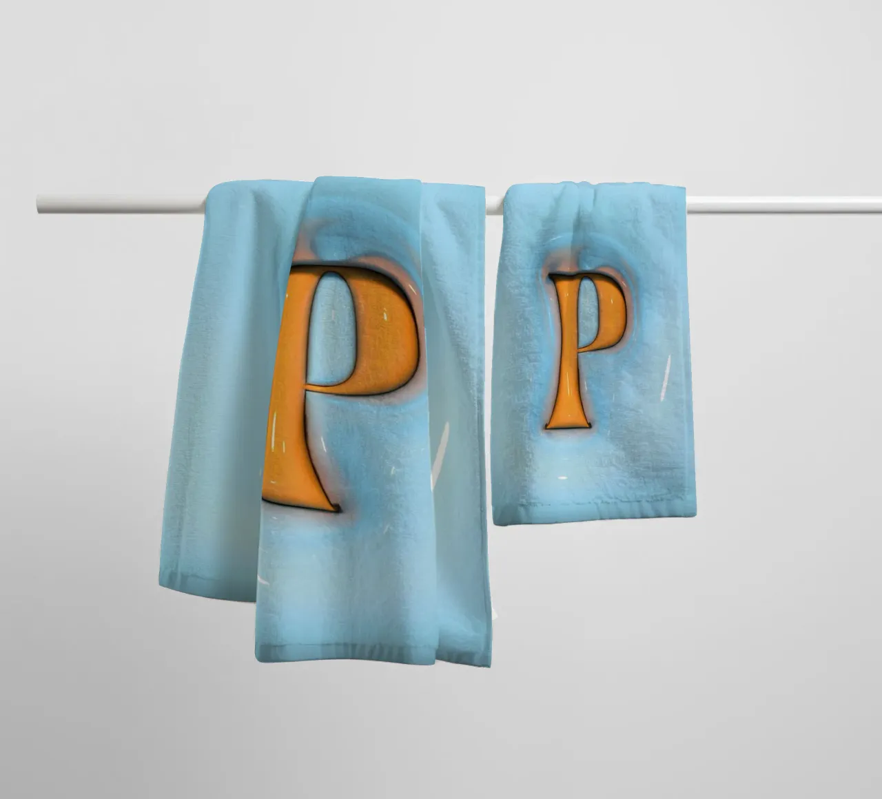Bubblegum Inflate Initialen P Blau Handtuch von Malou-Studio