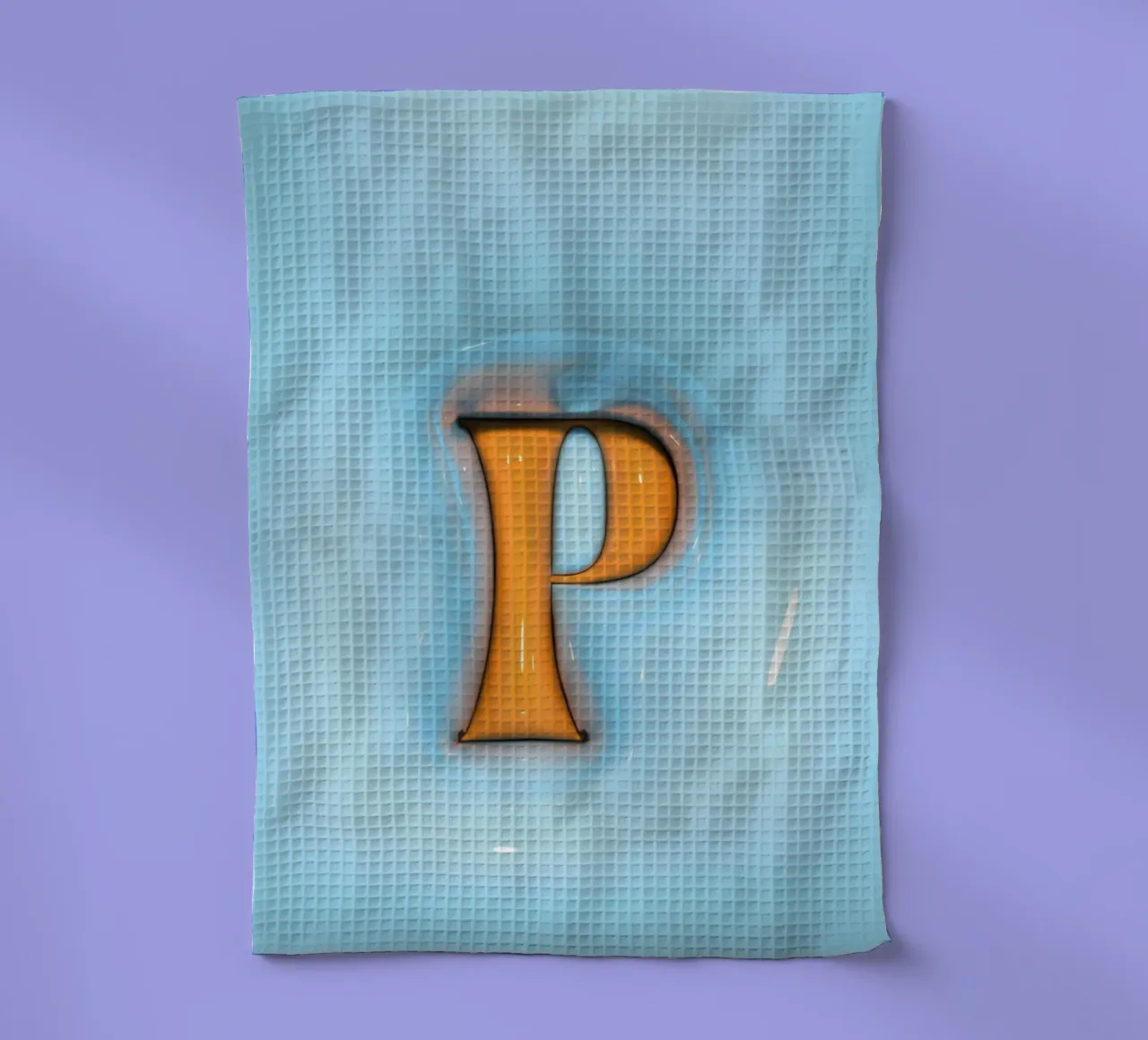 Bubblegum Inflate Initials P Blue tea towel by Malou-Studio