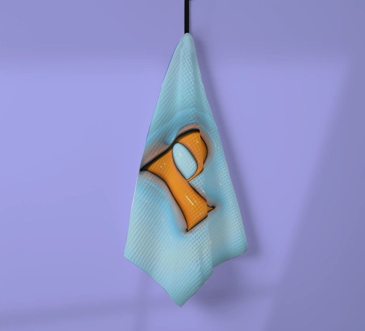 Bubblegum Inflate Initials P Blue tea towel by Malou-Studio