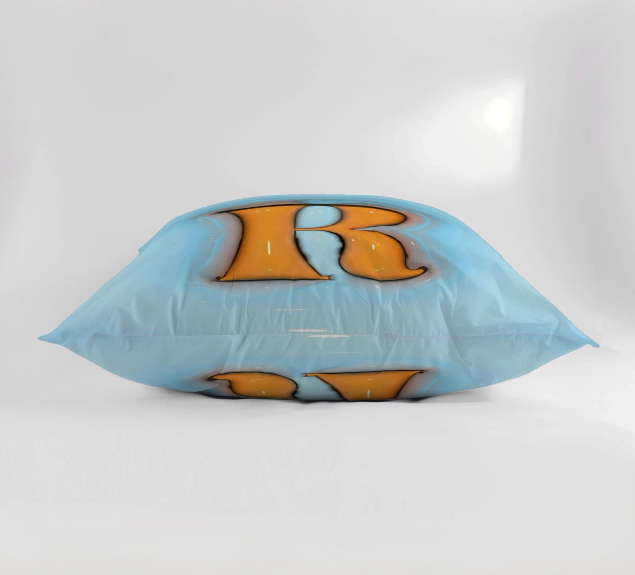Bubblegum Inflate Initials R Blue decorative cushion by Malou-Studio