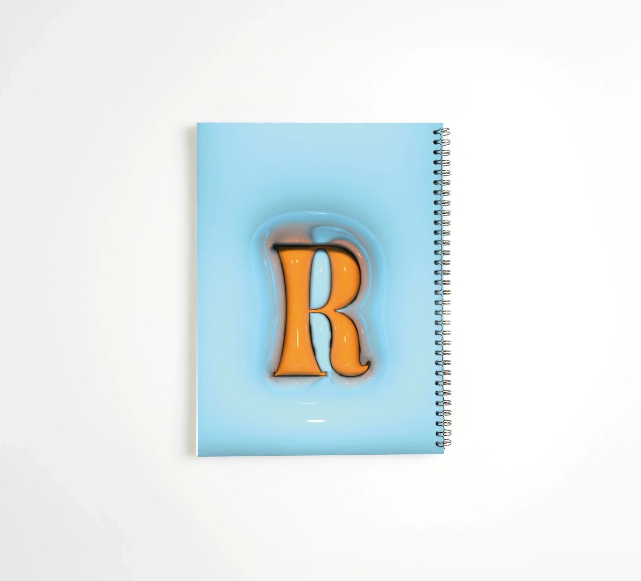 Bubblegum Inflate Initials R Blue spiral notebook by Malou-Studio