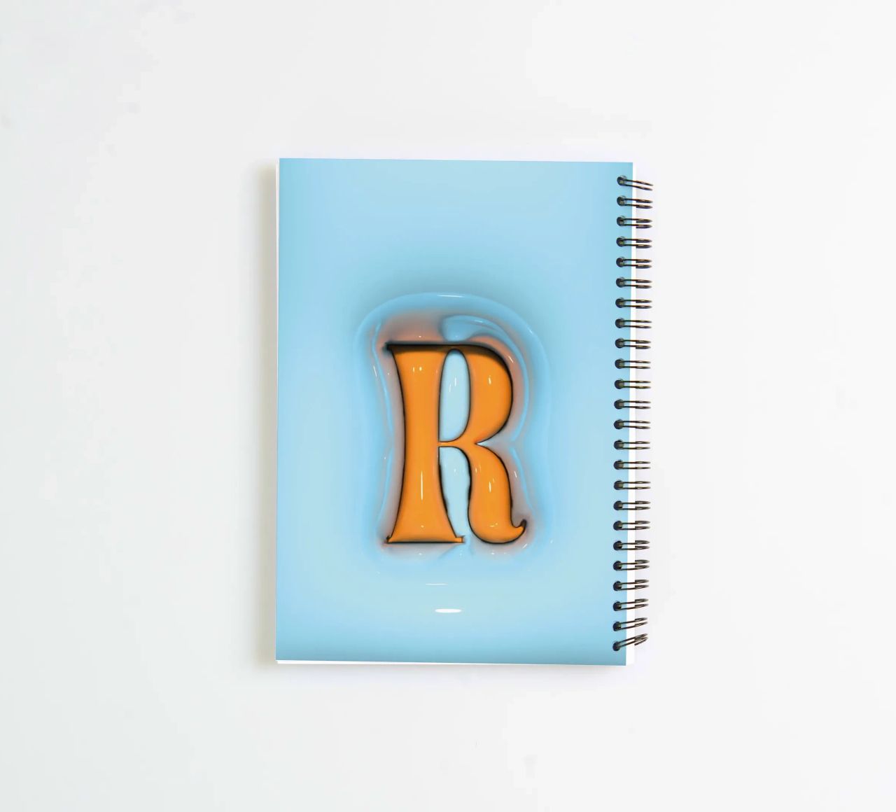 Bubblegum Inflate Initials R Blue spiral notebook by Malou-Studio