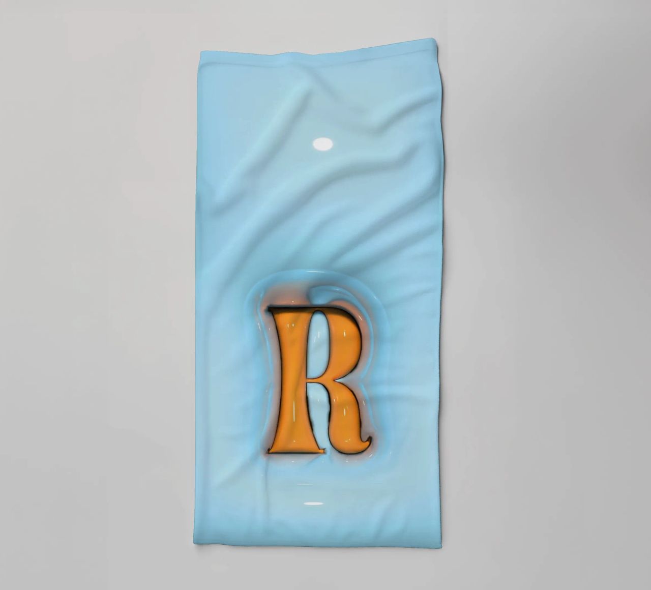 Bubblegum Inflate Initials R Blue towel by Malou-Studio