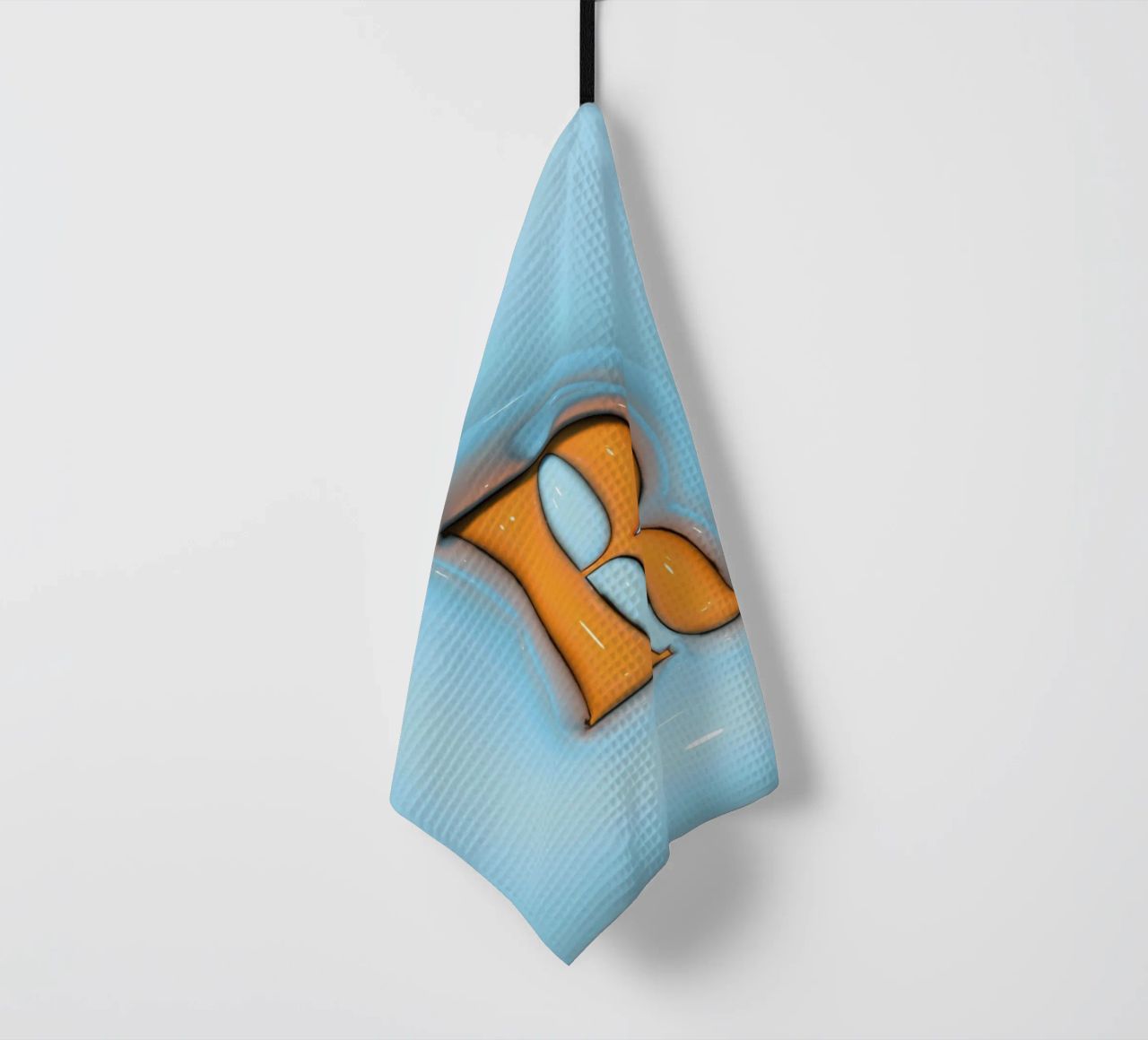 Bubblegum Inflate Initials R Blue tea towel by Malou-Studio