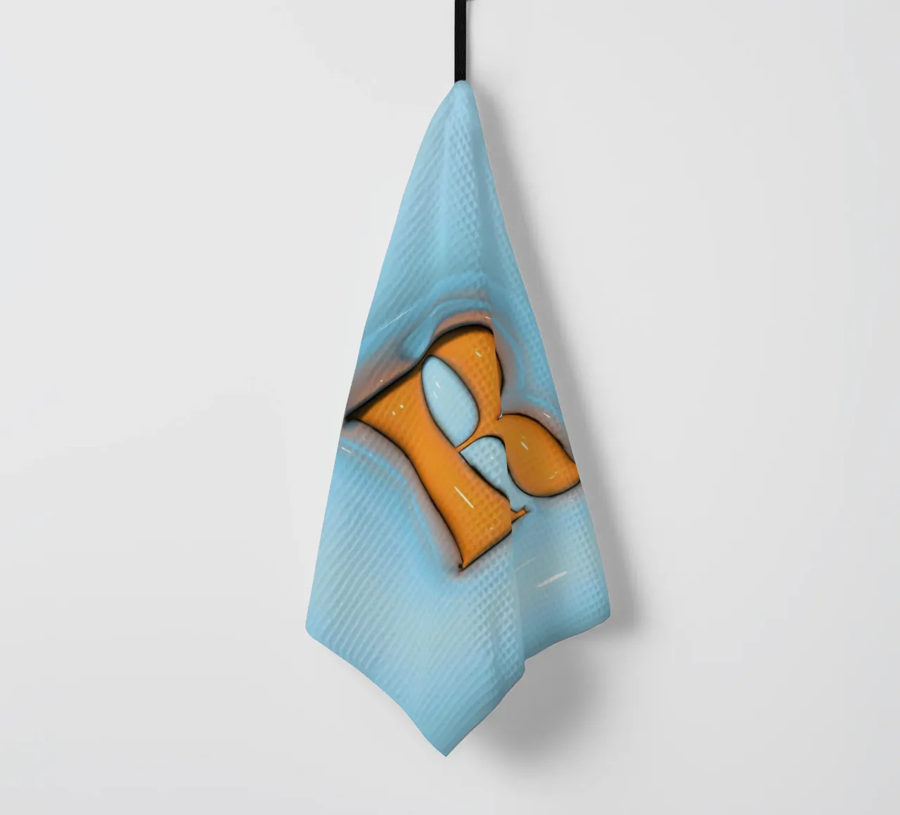Bubblegum opblaasbare initialen R blauw theedoek van Malou-Studio