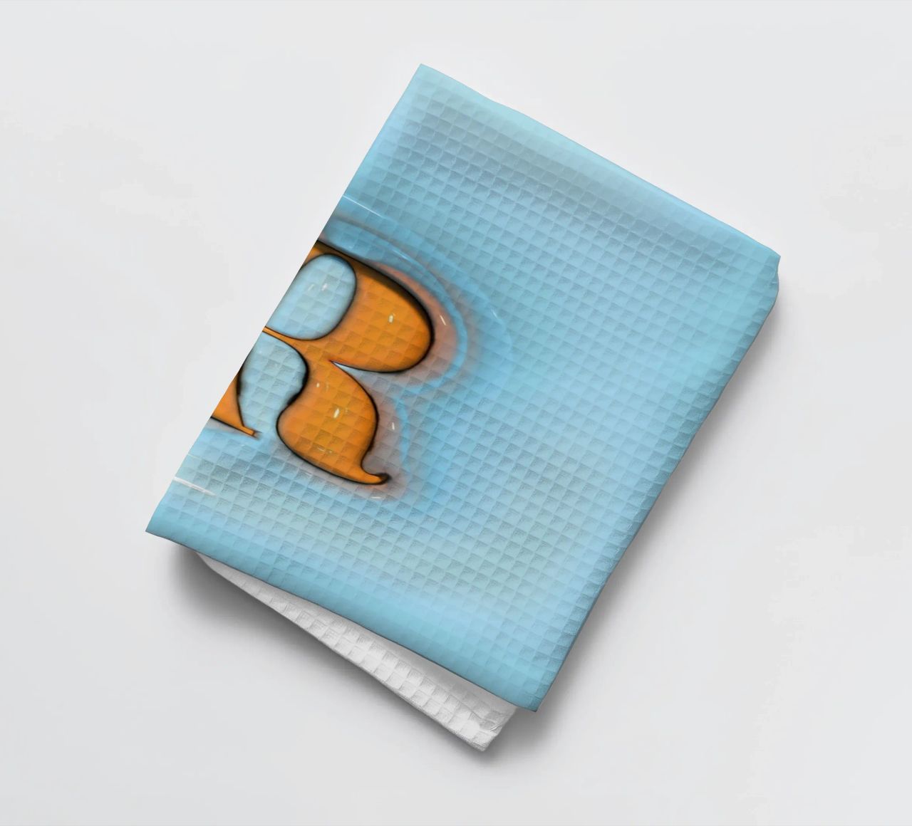 Bubblegum Inflate Initials R Blue tea towel by Malou-Studio