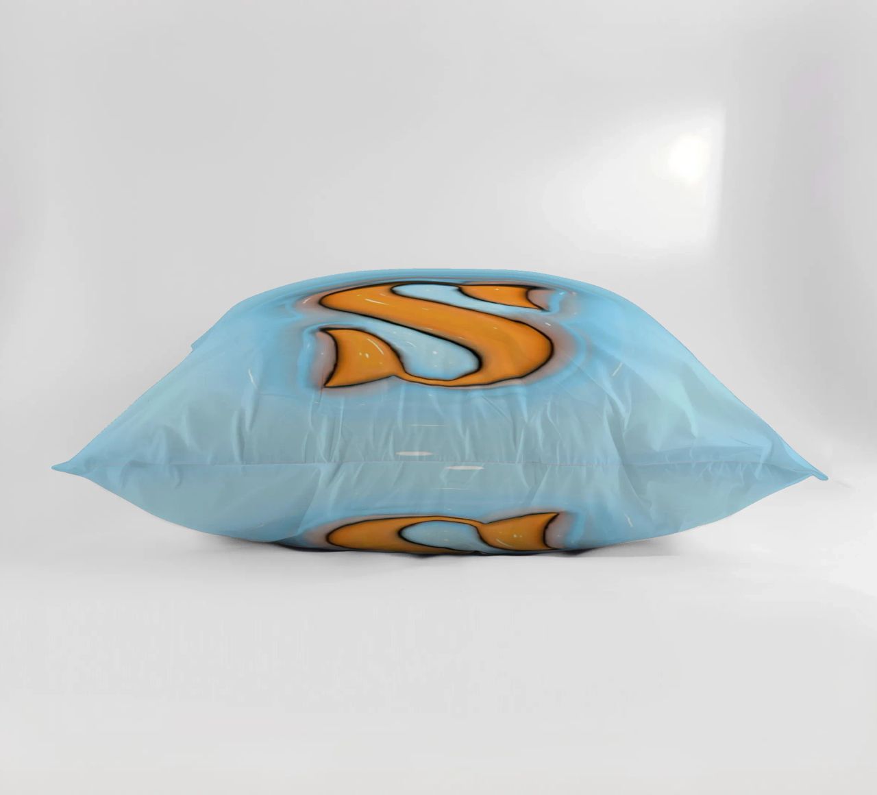 Bubblegum Inflate Initials S Blue decorative cushion by Malou-Studio