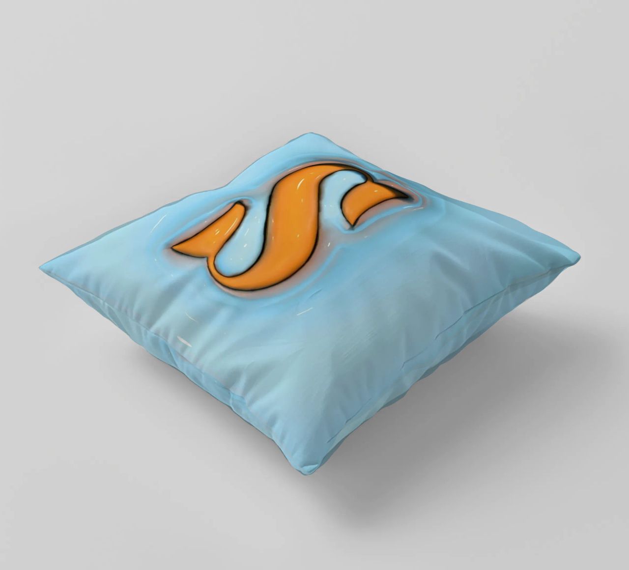 Bubblegum Inflate Initials S Blue decorative cushion by Malou-Studio