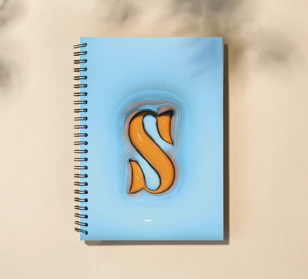 Bubblegum opblaasbare initialen S blauw notitieboek met spiraal van Malou-Studio