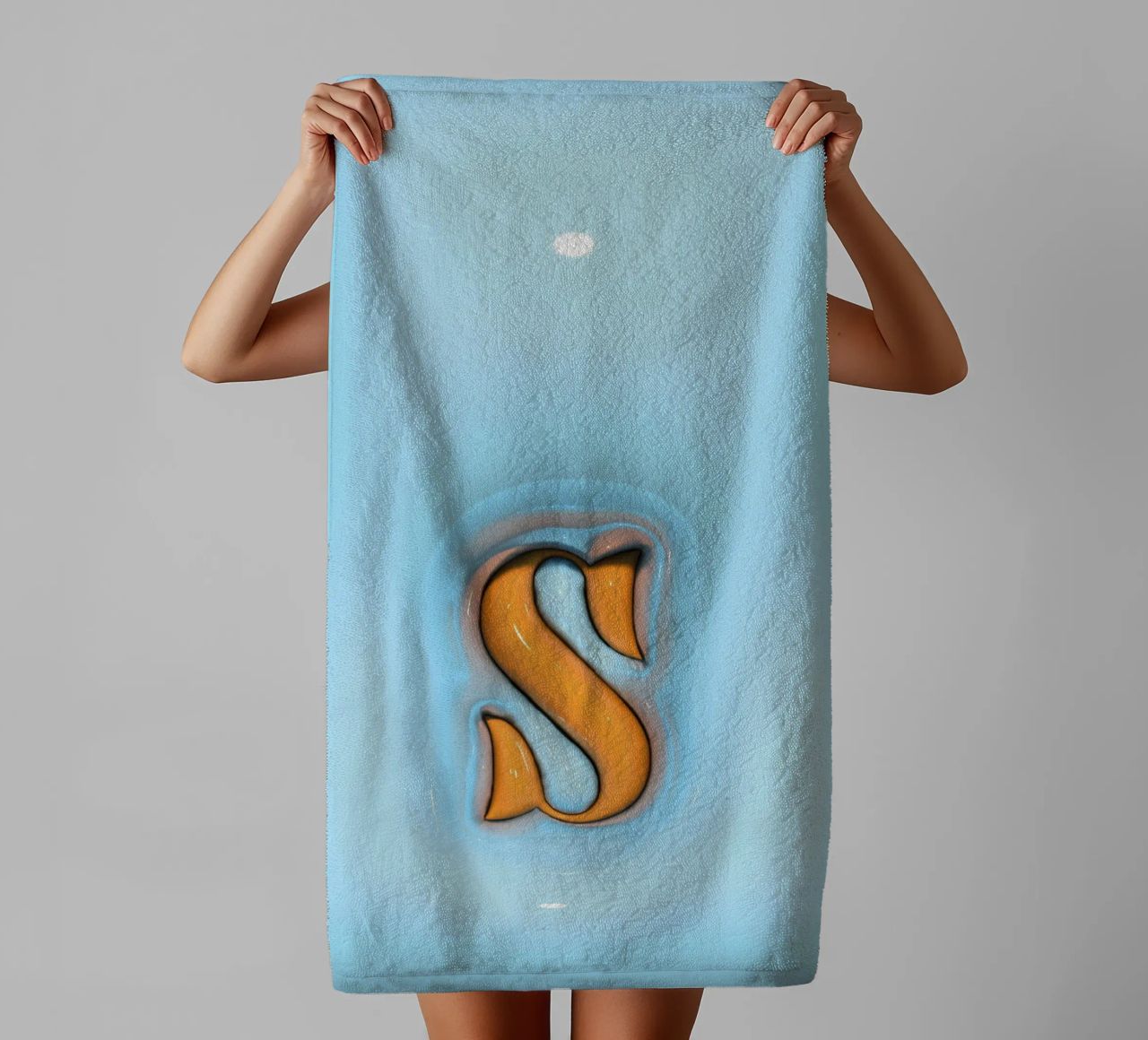 Bubblegum Inflate Initials S Blue towel by Malou-Studio