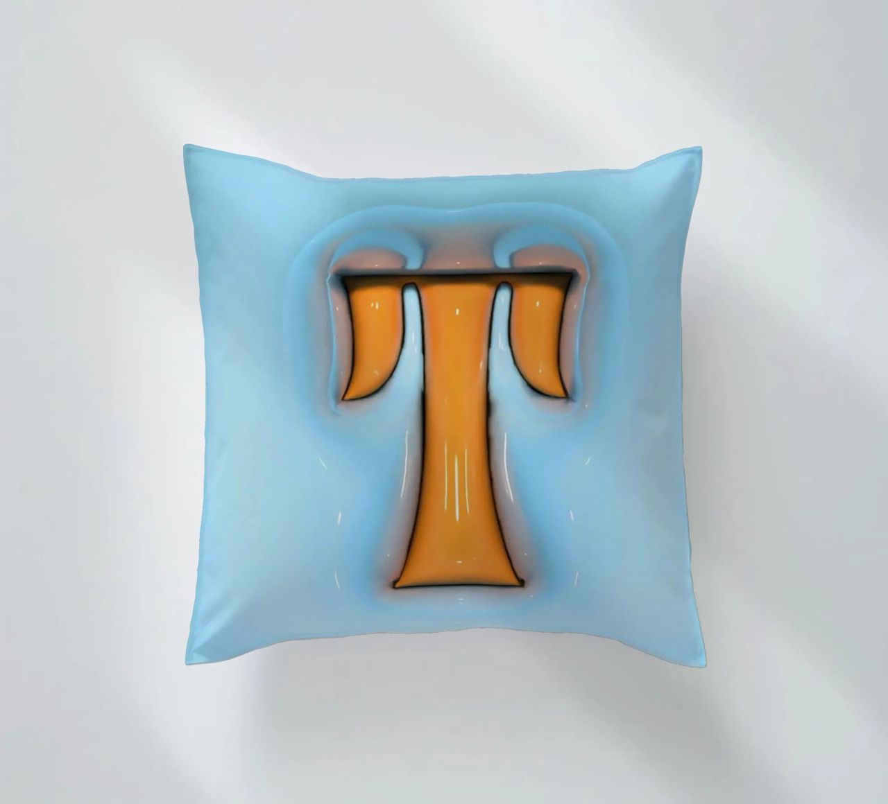 Bubblegum Inflate Initials T Blue decorative cushion by Malou-Studio